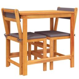 Berkfield Home 3 Piece Balcony Set with Cushions Solid Wood Acacia in Brown - thumbnail 8