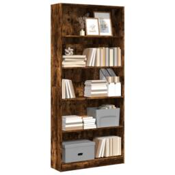 Berkfield Home Decorative Bookcase Smoked Oak 80x24x176 cm Engineered Wood in Brown - Size: 80 x 24 x 176 cm - thumbnail 2