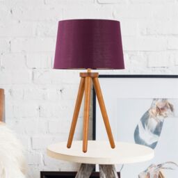 First Choice Lighting Set of 2 Dark Oak Table Lamp or Bedside Lights with Burgundy Shades in Brown - thumbnail 3