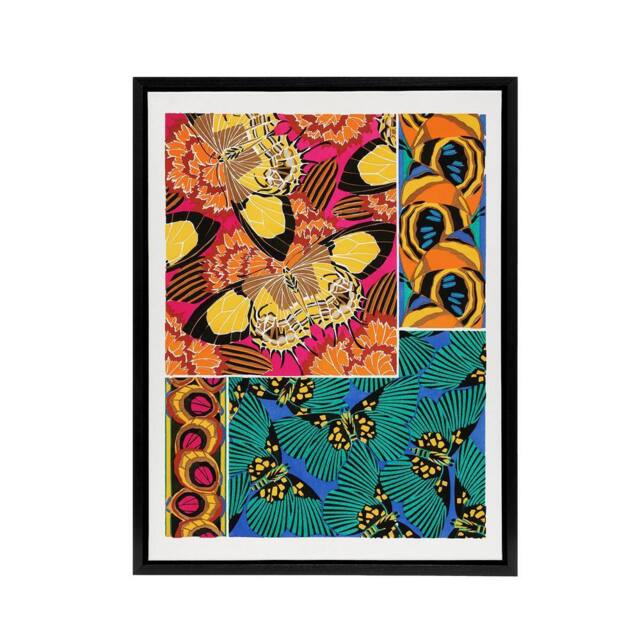 "Artery8 Vintage Vibrant Butterflies Pattern Framed Canvas Wall Art Print Seguy - Size: W12"" x H16""" - image 1