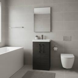 Balterley Modern Bathroom 2 Soft Close Door Vanity Unit Basin, Black, 500mm in Black - thumbnail 2