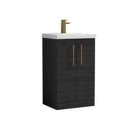 Balterley Modern Bathroom 2 Soft Close Door Vanity Unit Basin, Black, 500mm in Black - thumbnail 1