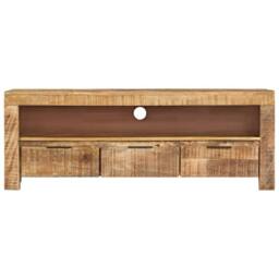 Berkfield Home TV Cabinet 110x30x40 cm Rough Mango Wood in Brown - Size: 110 x 30 x 40 cm - thumbnail 1