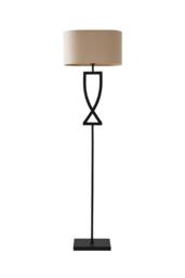 ValueLights Katniss Metal Industrial Tall Floor Lamp with Linen Shade & Bulb in Black - thumbnail 7
