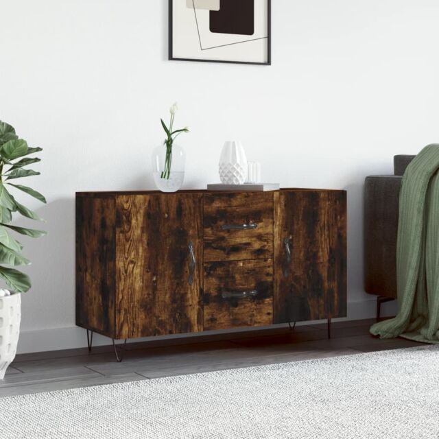 Berkfield Home Sideboard Smoked Oak 100x36x60 cm Engineered Wood in Brown - Size: 100 x 36 x 60 cm - image 1