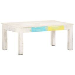 Berkfield Home Coffee Table White 110x60x45 cm Solid Mango Wood - Size: 110 x 60 x 45 cm - thumbnail 2