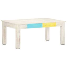Berkfield Home Coffee Table White 110x60x45 cm Solid Mango Wood - Size: 110 x 60 x 45 cm - thumbnail 7
