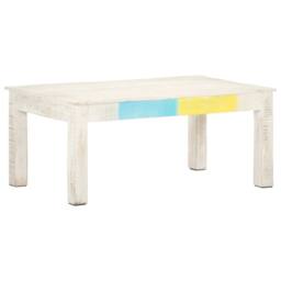 Berkfield Home Coffee Table White 110x60x45 cm Solid Mango Wood - Size: 110 x 60 x 45 cm - thumbnail 9