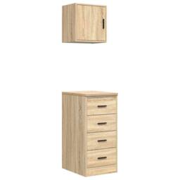 Berkfield Home Garage Cabinets 2 pcs Sonoma Oak Engineered Wood in Brown - thumbnail 2