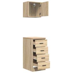 Berkfield Home Garage Cabinets 2 pcs Sonoma Oak Engineered Wood in Brown - thumbnail 6