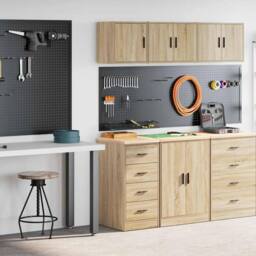 Berkfield Home Garage Cabinets 2 pcs Sonoma Oak Engineered Wood in Brown - thumbnail 1