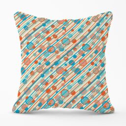 Warren Reed - Designer Retro Stripes & Circles Outdoor Cushion in Blue - Size: 60 cm x 60 cm - thumbnail 1