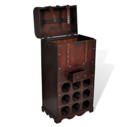 Berkfield Home Wooden Wine Rack for 9 Bottles with Storage in Red - thumbnail 3