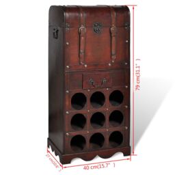 Berkfield Home Wooden Wine Rack for 9 Bottles with Storage in Red - thumbnail 4