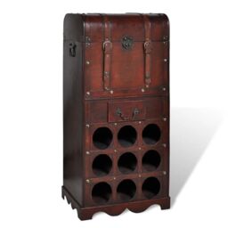 Berkfield Home Wooden Wine Rack for 9 Bottles with Storage in Red