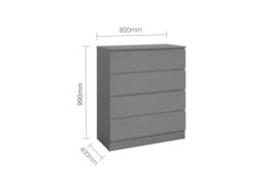 Birlea 3 Piece Furniture Set Chest of Drawers Bedside Tables Oslo in Grey - thumbnail 9