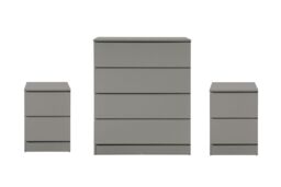 Birlea 3 Piece Furniture Set Chest of Drawers Bedside Tables Oslo in Grey - thumbnail 2