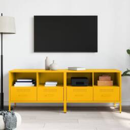 Berkfield Home TV Cabinets 2 pcs Mustard Yellow 68x39x50.5 cm Steel - thumbnail 3