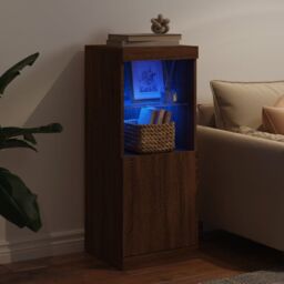 Berkfield Home Sideboard with LED Lights Brown Oak 41x37x100 cm - Size: 41 x 37 x 100 cm - thumbnail 3