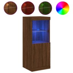 Berkfield Home Sideboard with LED Lights Brown Oak 41x37x100 cm - Size: 41 x 37 x 100 cm - thumbnail 2