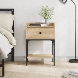 Berkfield Home Bedside Table Sonoma Oak 40.5x31x60 cm Engineered Wood in Light Tan - thumbnail 2
