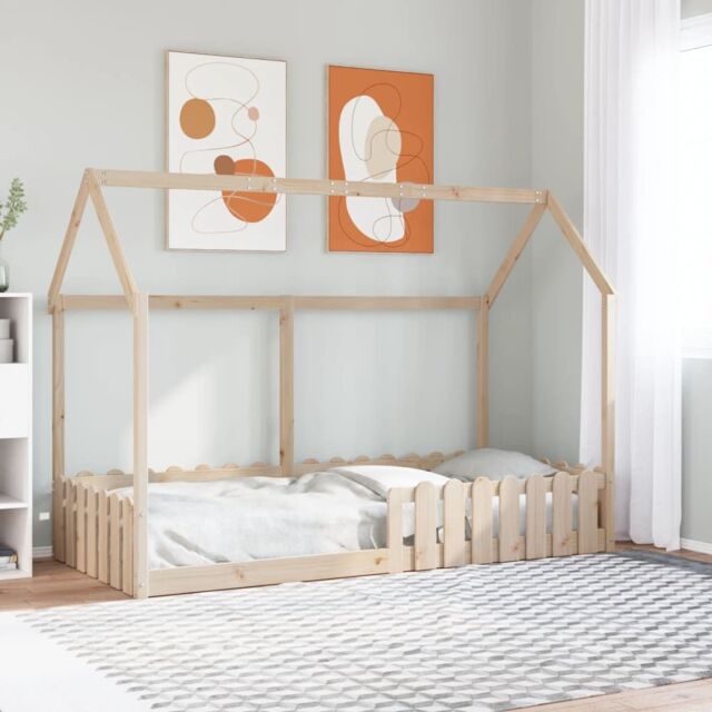 Berkfield Home Kids' House Bed Frame without Mattress 90x190 cm Single Solid Wood Pine in Brown - image 1