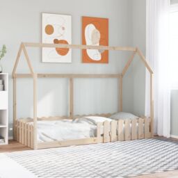 Berkfield Home Kids' House Bed Frame without Mattress 90x190 cm Single Solid Wood Pine in Brown - thumbnail 1
