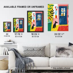"Artery8 Wall Art Print Pet Waiting for Owner Dog Lover Colourful Poster - Size: W24"" x H32""" - thumbnail 3