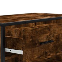 Berkfield Home Shoe Cabinet Smoked Oak 75x38x97.5 cm Engineered Wood & Metal in Brown - thumbnail 8
