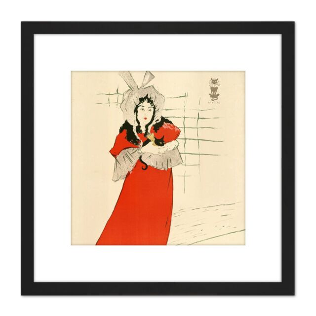 Artery8 Toulouse-Lautrec Irish Singer May Belfort Painting 8X8 Inch Square Wooden Framed Wall Art Print Picture with Mount in Black - image 1