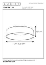 Lucide 'TALOWE' Dimmable Stylish Indoor Decorative LED Flush Ceiling Light in Black - thumbnail 5