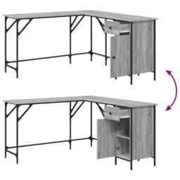 Berkfield Home Decorative Desk Grey Sonoma 141x141x75 cm Engineered Wood - Size: 141 x 141 x 75 cm - thumbnail 9