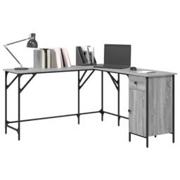 Berkfield Home Decorative Desk Grey Sonoma 141x141x75 cm Engineered Wood - Size: 141 x 141 x 75 cm - thumbnail 4