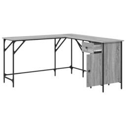 Berkfield Home Decorative Desk Grey Sonoma 141x141x75 cm Engineered Wood - Size: 141 x 141 x 75 cm - thumbnail 5