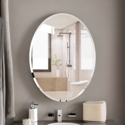 Pirlo Plush Frameless Wall Oval Vanity Mirror For Bedroom, Bathroom, Living Room in Clear - thumbnail 2