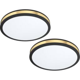 Loops 2 PACK Wall Flush Ceiling Light Colour Black Shade White Gold Plastic LED 24W - thumbnail 1