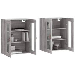 Berkfield Home Wall Mounted Cabinets 2 pcs Grey Sonoma Engineered Wood - thumbnail 1