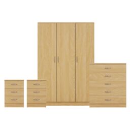 Home Discount Vida Designs 4Pc Bedroom Set 2x3Drawer Bedside, 5Drawer, 3 Dr Wardrobe in Brown - thumbnail 8