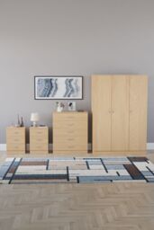 Home Discount Vida Designs 4Pc Bedroom Set 2x3Drawer Bedside, 5Drawer, 3 Dr Wardrobe in Brown - thumbnail 4