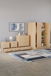 Home Discount Vida Designs 4Pc Bedroom Set 2x3Drawer Bedside, 5Drawer, 3 Dr Wardrobe in Brown - thumbnail 2