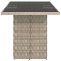 Berkfield Home Garden Table with Glass Top Light Grey 190x80x74 cm Poly Rattan - Size: 190 x 80 x 74 cm - thumbnail 4
