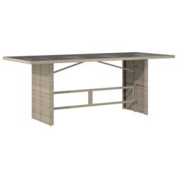 Berkfield Home Garden Table with Glass Top Light Grey 190x80x74 cm Poly Rattan - Size: 190 x 80 x 74 cm - thumbnail 3