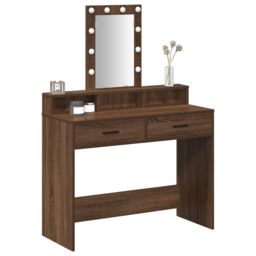 Berkfield Home Brown Oak Dressing Table with LED Lights, 100x41x140 cm - Size: 100 x 41 x 140 cm - thumbnail 3