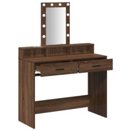 Berkfield Home Brown Oak Dressing Table with LED Lights, 100x41x140 cm - Size: 100 x 41 x 140 cm - thumbnail 4