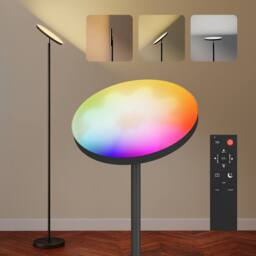 HOMCOM RGB Floor Lamp with Rotatable Head, Modern Standing Lamp, Black - Size: Large - thumbnail 2