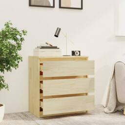 Berkfield Home Bedside Cabinet 60x36x64 cm Solid Pinewood in Light Brown - Size: 60 x 36 x 64 cm - thumbnail 7