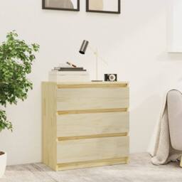 Berkfield Home Bedside Cabinet 60x36x64 cm Solid Pinewood in Light Brown - Size: 60 x 36 x 64 cm - thumbnail 2