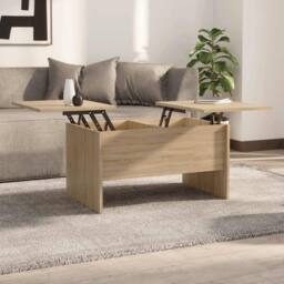 Berkfield Home Modern Coffee Table Sonoma Oak 80x50x42.5 cm Engineered Wood in Light Tan - thumbnail 2