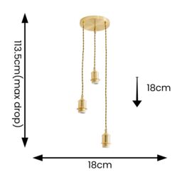 ValueLights Shaw Cluster Drop 3 Way Chrome Gold Black Adjustable Ceiling Light - thumbnail 6