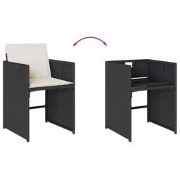 Berkfield Home Garden Dining Set - Black - PE rattan - 7 Piece Set - Foldable - thumbnail 6